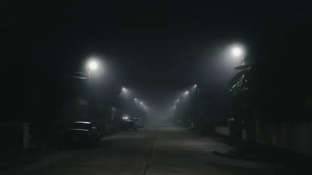 Singh Vanity foggy night street backdrop